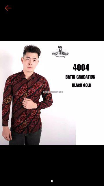 Credomenstore Kemeja Batik Songket Pria Hitam Maroon Gradasi