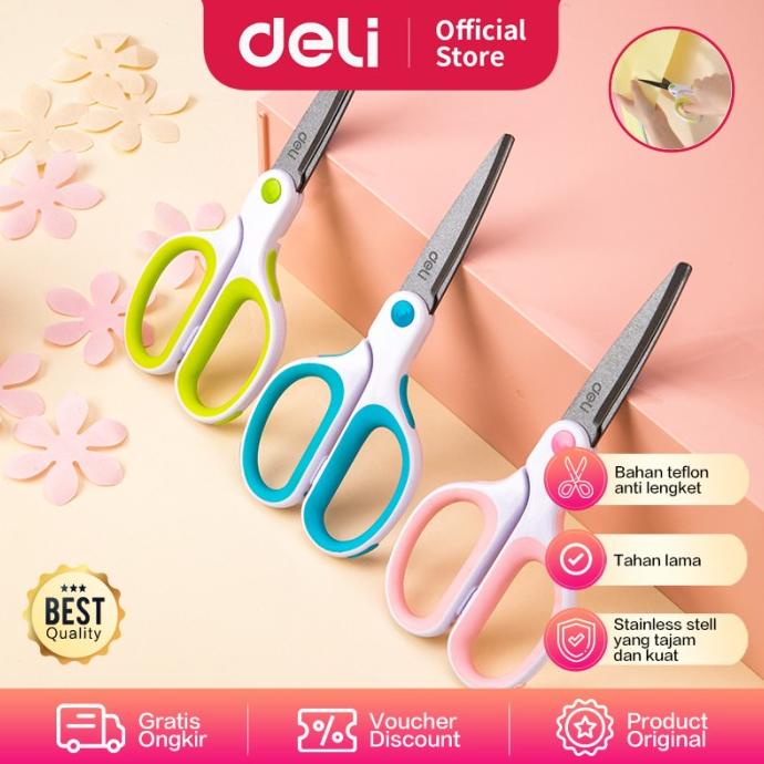 

Deli 6054 Gunting-Soft-touch Teflon Effortless Scissors 175mm