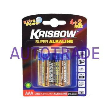 KRISBOW ALKALINE BATERAI UKURAN AAA 4+2 PCS BATERAI ALKALINE A3