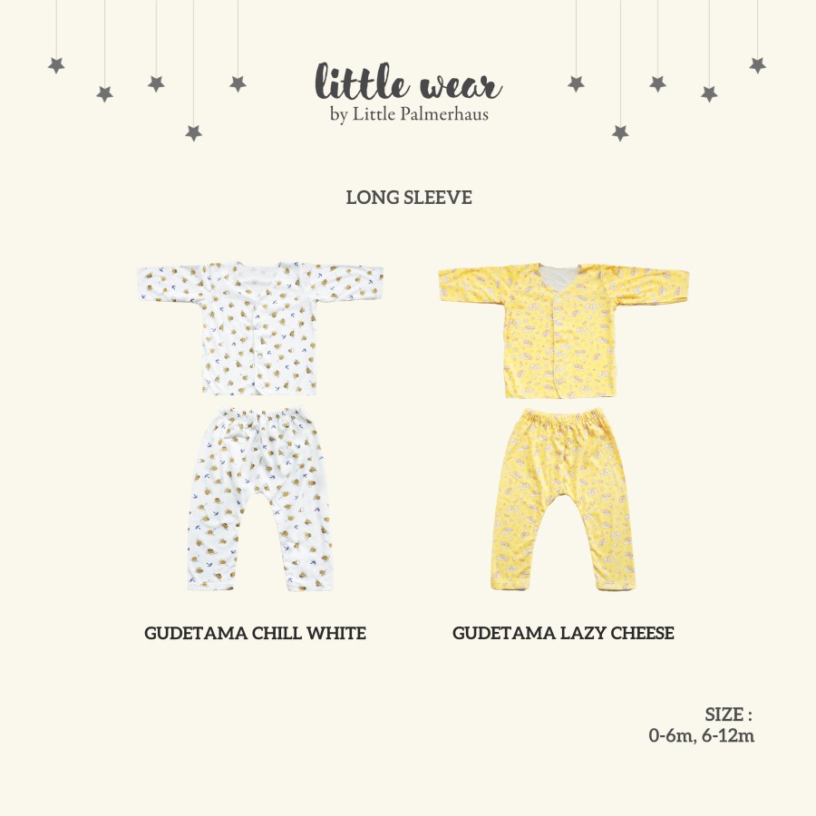 Little Wear 0-6m/6-12m Little Palmerhaus LONG SLEEVE Setelan Baju KANCING DEPAN PANJANG