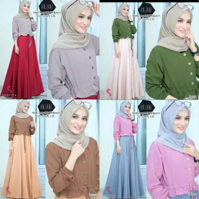 SALMA  TUNIK MUSLIM POLOS KANCING TALI KERUT MURAH OSCAR JUMBO BIGSIZE LINEN JERSEY BALOTELI RAMI