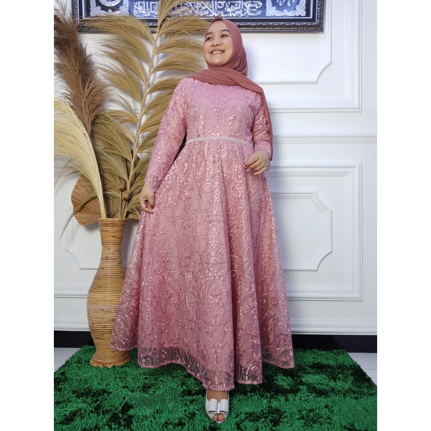 Kebaya Gamis Ria Ricis LR / Gamis Kebaya Pesta Kondangan / Baju Gamis Kondangan / Dress / Kebaya Brokat / Fashion Muslimah / Dress Kebaya