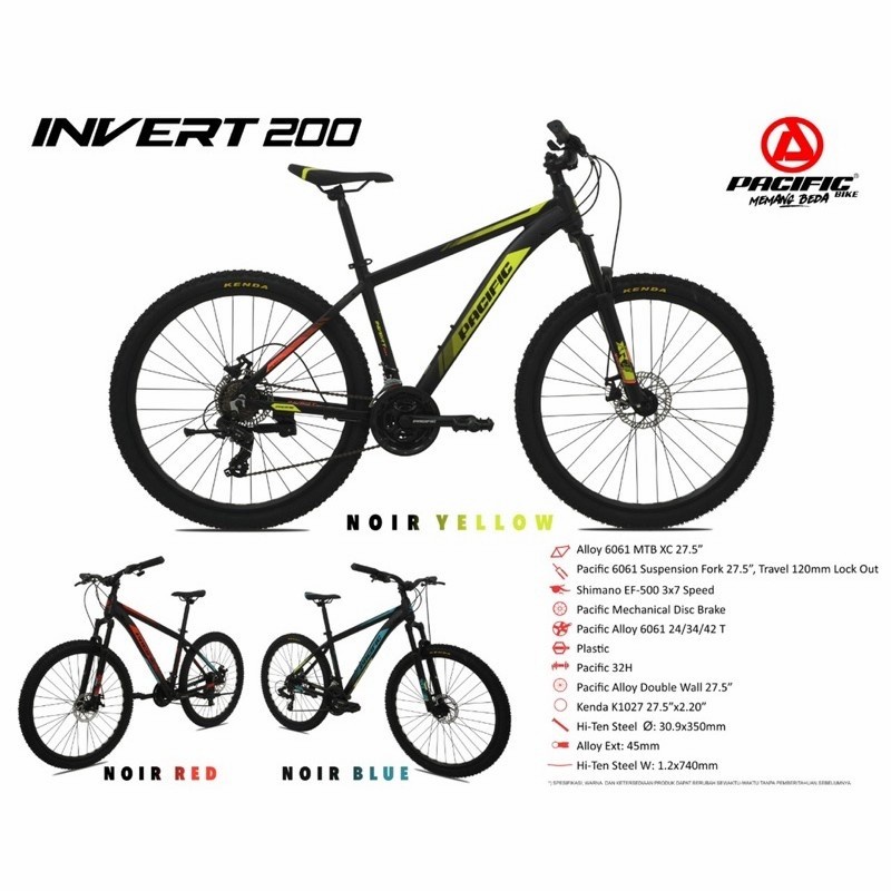 SEPEDA GUNUNG MTB PACIFIC INVERT 200 3X7 SPEED 27.5 INCH