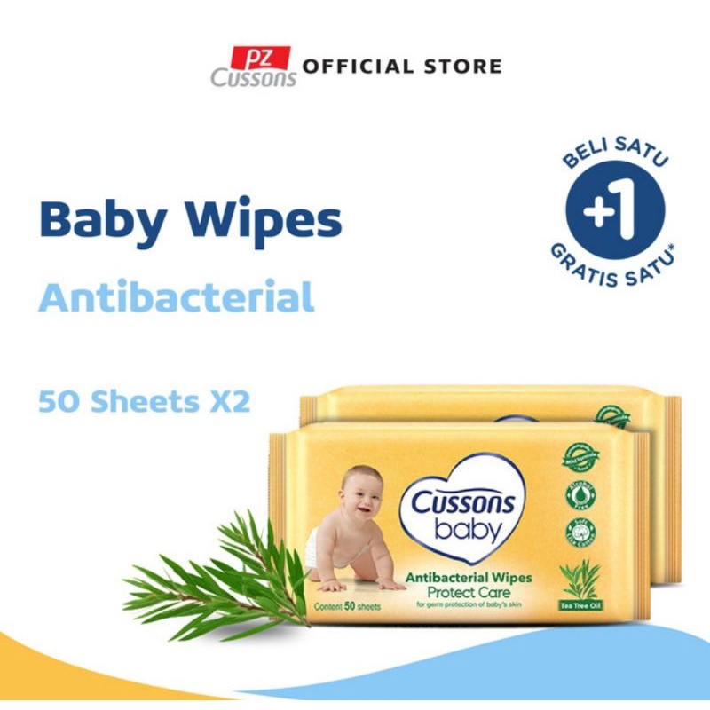 Cussons Baby Antibacterial Wipes Buy 1 Get 1 Free 2x50s/Tisu Basah