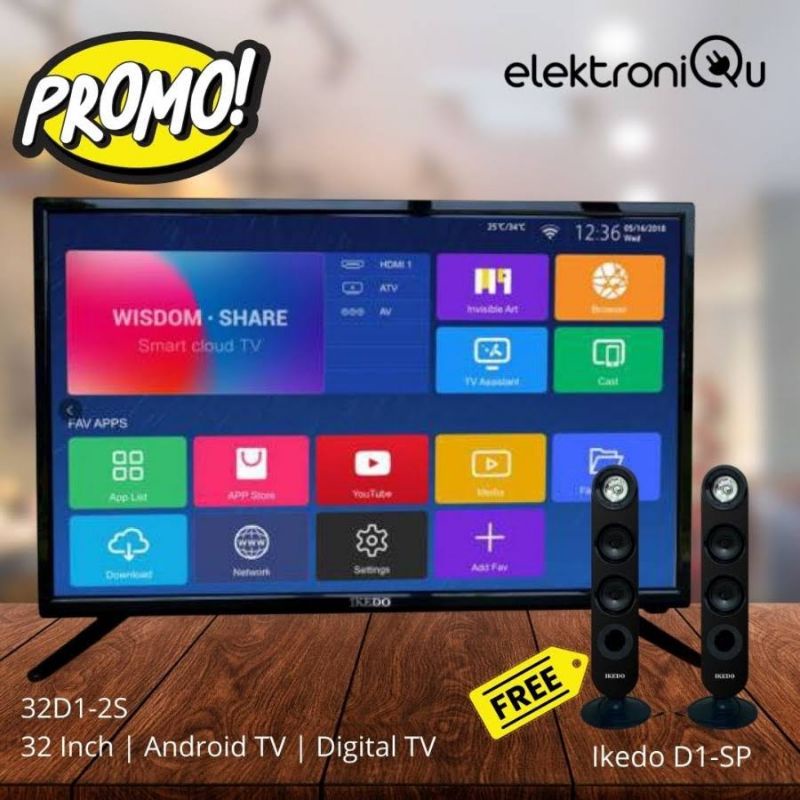 TELEVISI SMART TV LED DIGITAL DVB T2 EWS IKEDO IK D32L12S D32M1A IKD32L12S IKD32M1A D 32 L12S M1A IN