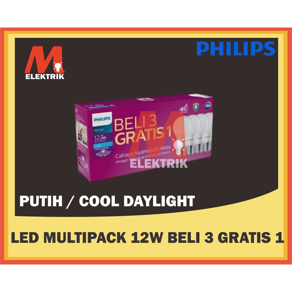 PAKET PHILIPS 12 WATT 3 GRATIS 1 PAKET PHILIPS 12 WATT 3 GRATIS 1