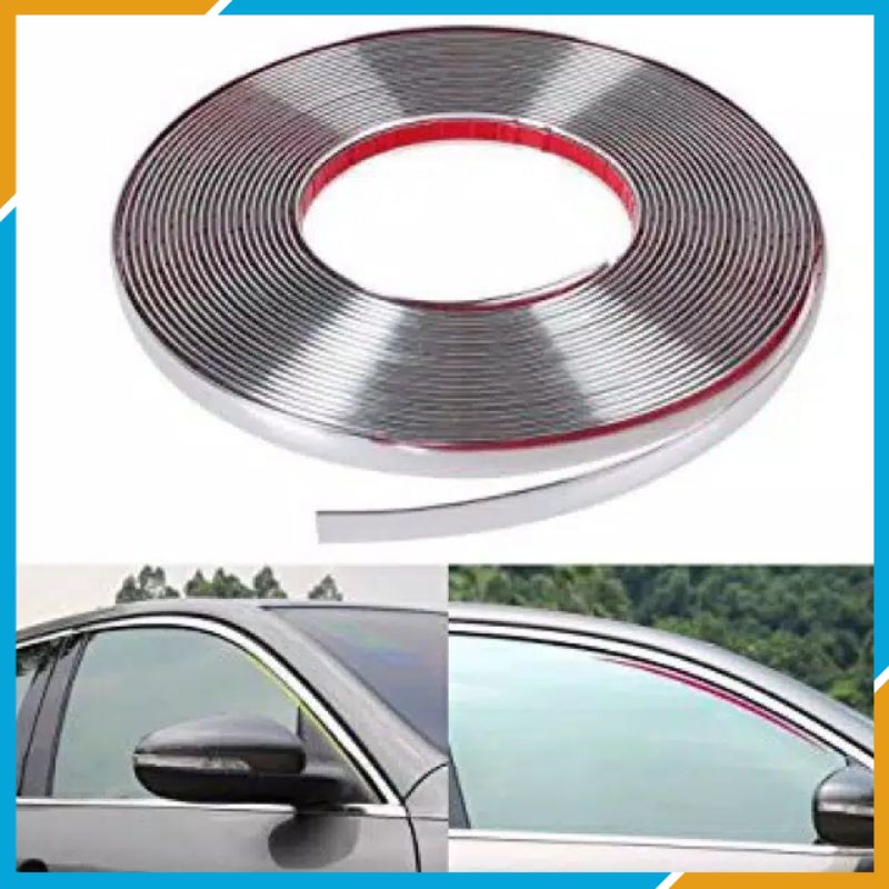 VARIASI lis crome BODI moulding lisT body mobil motor UKURAN 10 mm CHROME