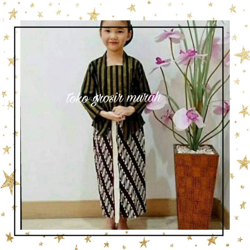 set Surjan lurik anak perempuan/Surjan lurik anak perempuan/baju adat Jawa/Surjan anak