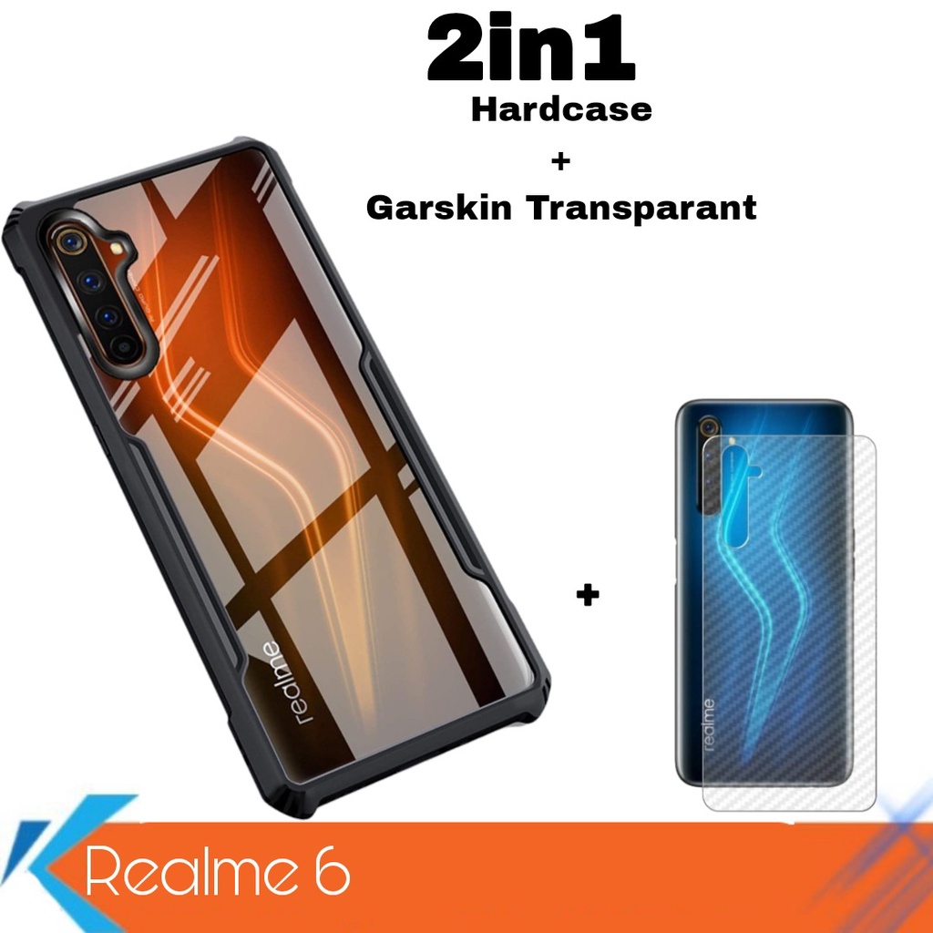 Casing Realme 6 Hardcase Shockproof Transparant Case Realme 6 Free Garskin Transparant
