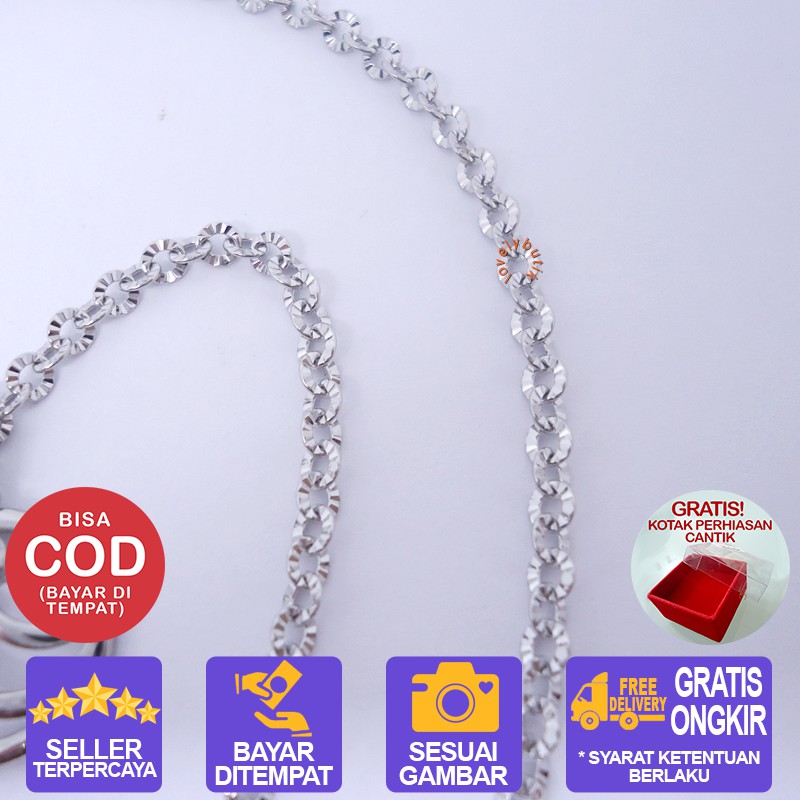 Lovelybutik Kalung Titanium Anti Karat  Garden Kalung Titanium Wanita Uk 45 cm BONUS KOTAK PERHIASAN