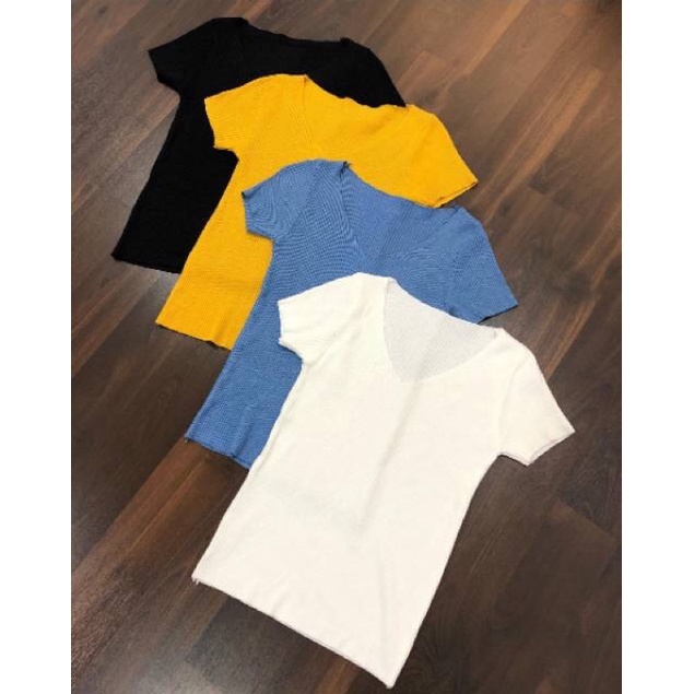 Vneck rajut lengan/ kaos rajut/ rajut lengan pendek / baju rajut/ rajut pendek / baju rajut wanita