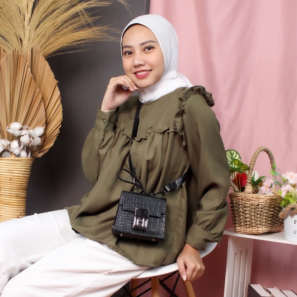 BEFAST - ZRX OOTD Wanita Blouse AIELA / Blouse Lolla I LAVANYA I Made top / Pakaian Blouse Wanita / Atasan Lengan Panjang / Blouse Polos Casual / Keluaran Terbaru 2022 / Blouse Crinckle Trendy / Terlaris