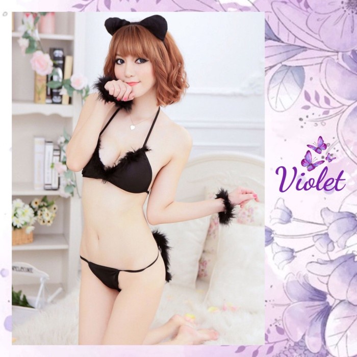 Violet Lingerie Cosplay Kucing Bikini Sexy Pakaian Dalam Erotis 1171 #98