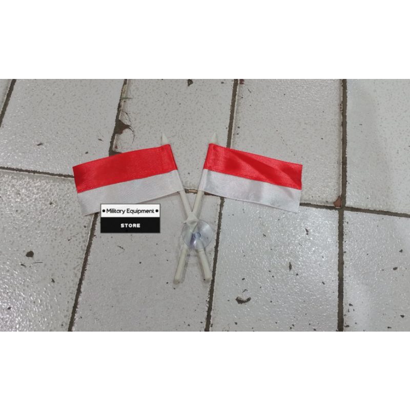 BENDERA SILANG MERAH PUTIH HIASAN KACA MOBIL