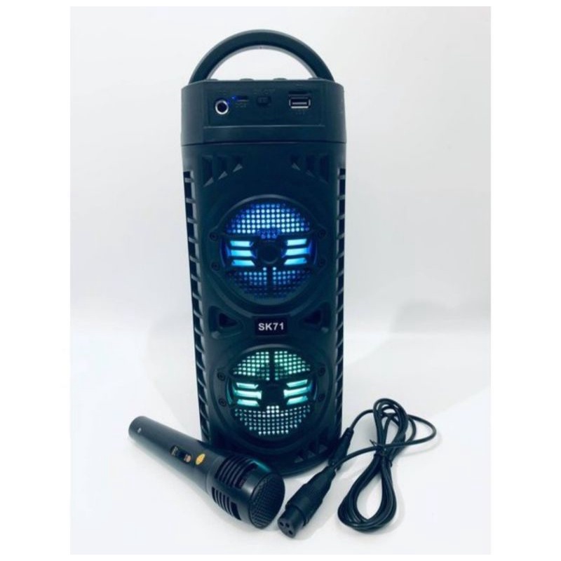 SPEAKER BLUETOOTH SK 71 LED DUAL 3 SERIES KARAOKE PORTABEL FREE MIC