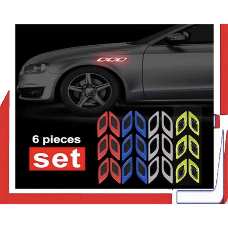 Stiker Carbon 3D Reflektor Mobil isi 6