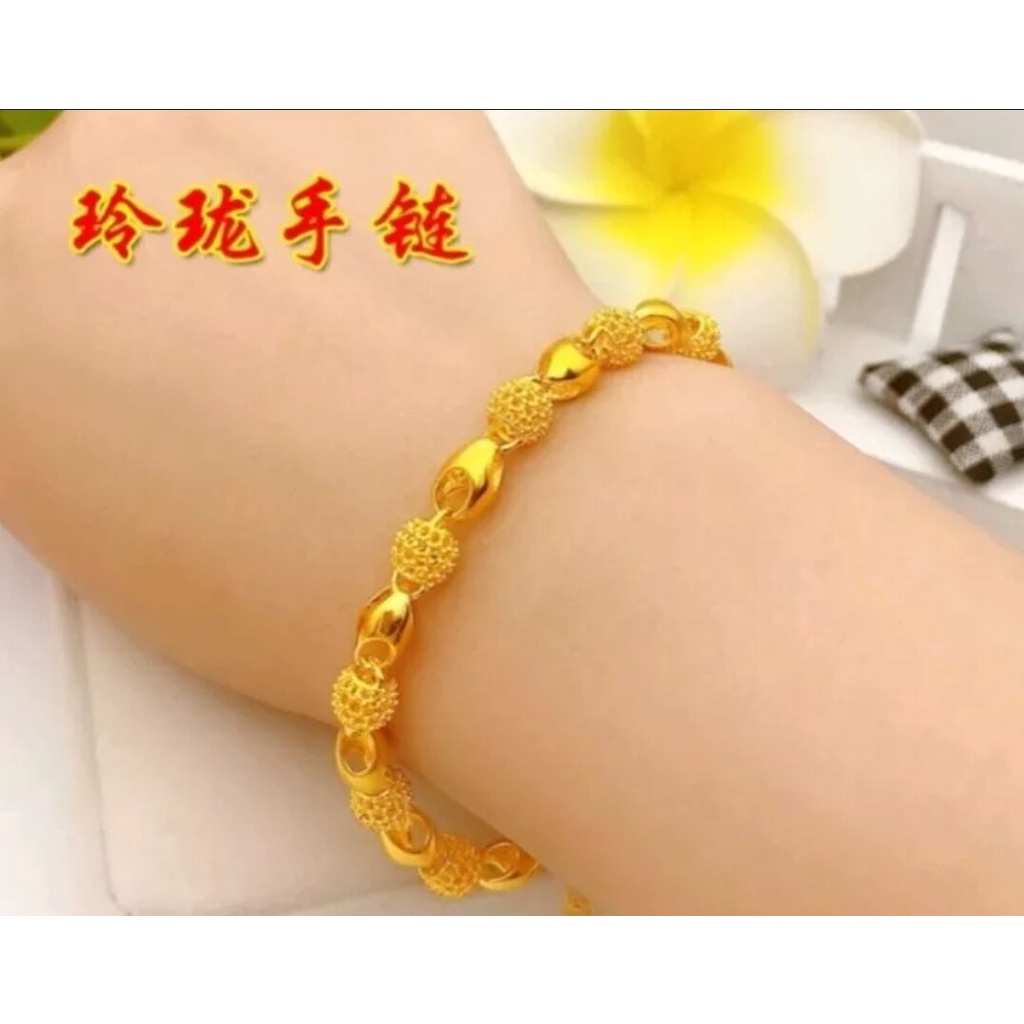 gelang hongkong bola 999 asli anti karat mewah