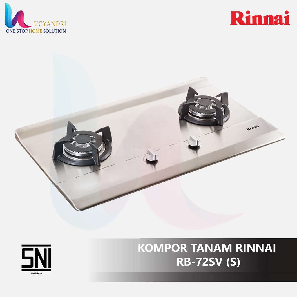 Built-in Gas Hob Kompor Gas Tanam 2 Tungku Rinnai RB-72SV (S) / RB72SVS