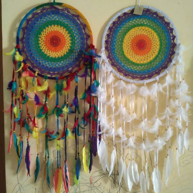 OLEH-OLEH JOGJA DREAMCATCHER MACRAME JUMBO PELANGI BESAR HIASAN DINDING UKURAN 38CM WARNA PELANGI