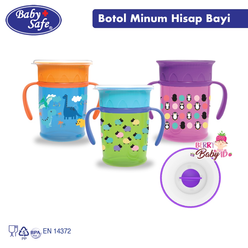 Baby Safe 360 Sipper Cup Gelas Bayi Anti Tumpah 6m+ 270 mL BBS036 Berry Mart