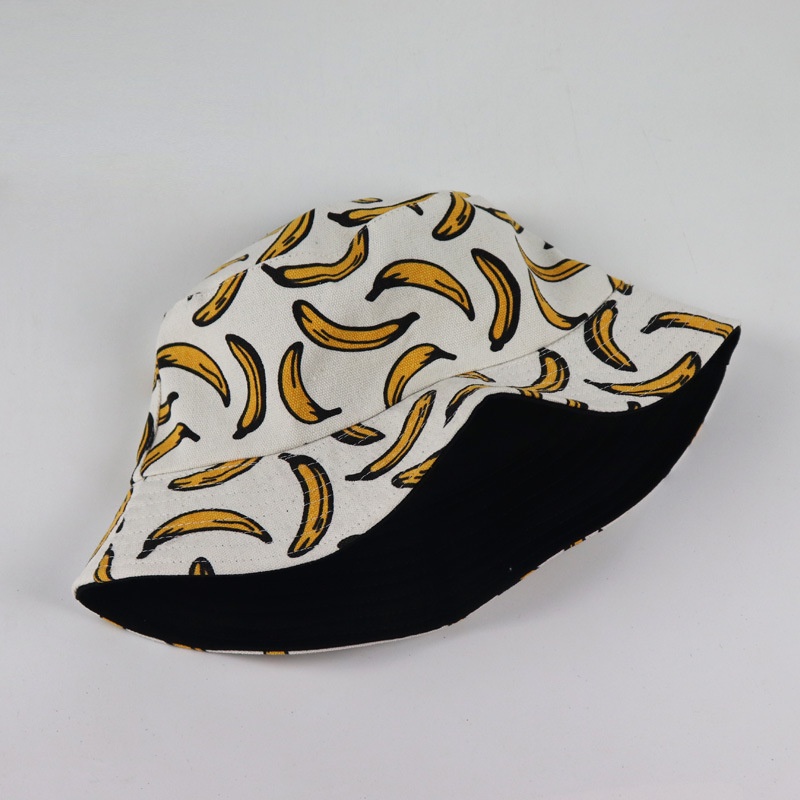 Topi Nelayan Motif Print Buah Pisang Nanas Untuk Musim Panas