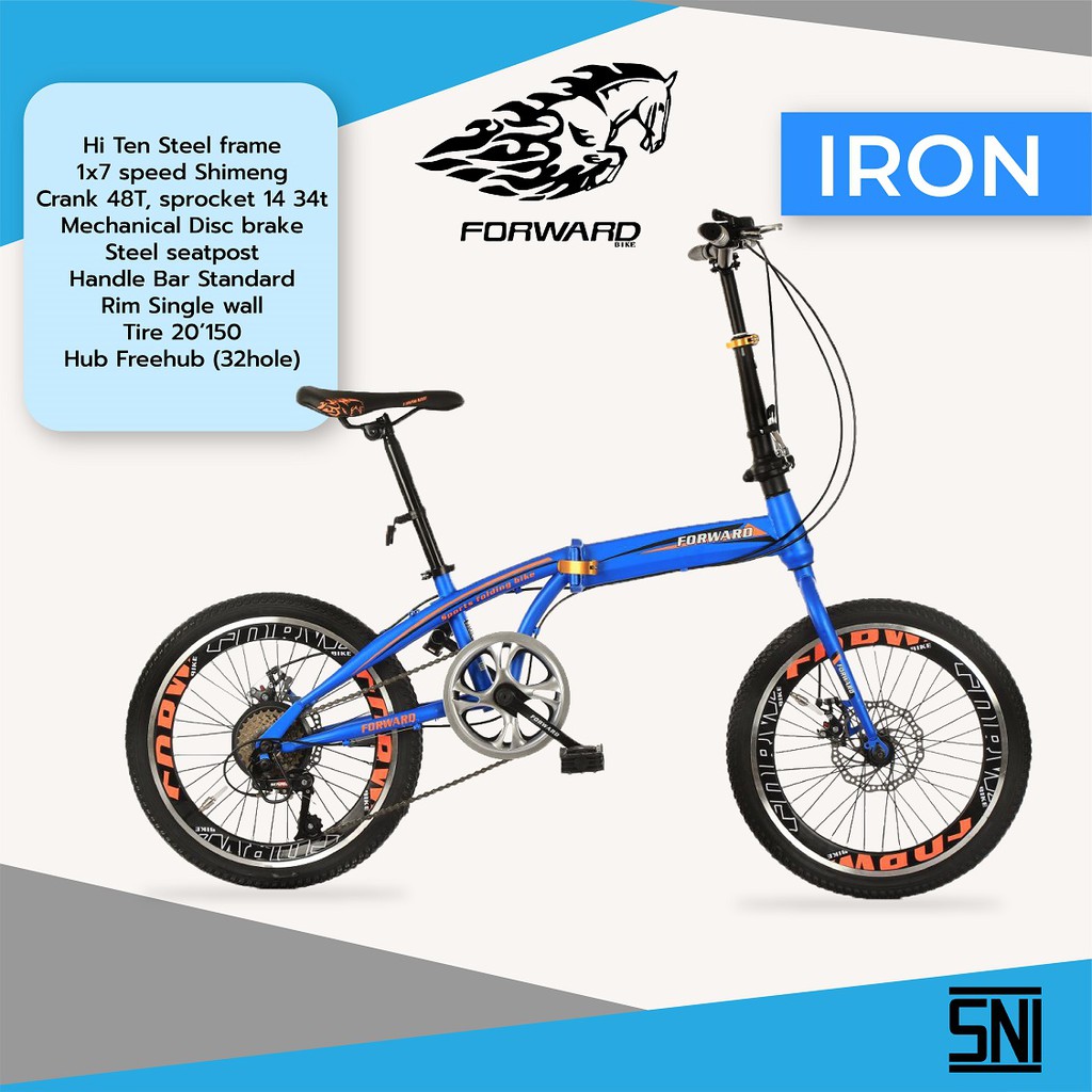 Sepeda Lipat FORWARD IRON Folding Bike 20" Hi Ten Stell Frame