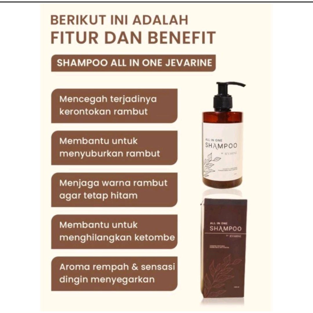 JEVARINE SHAMPOO ALL IN ONE / ANTI RONTOK / PENYUBUR / PENGHITAM