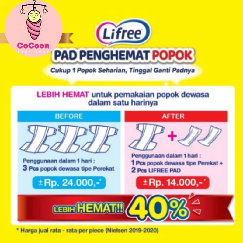 Pads Popok Dewasa Lifree Pad Penghemat Popok Perekat Tape 15 pcs