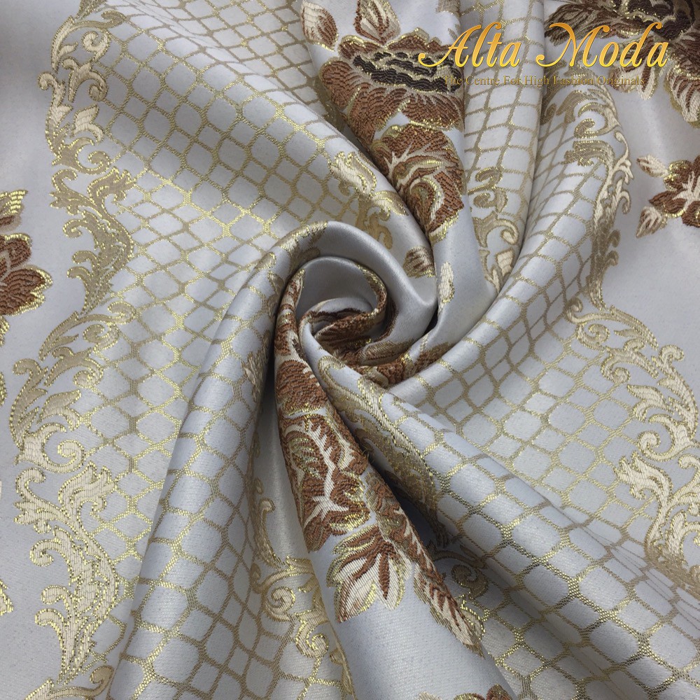 

Alta Moda Kain Jacquard Lurex Motif Bunga Jaring- Coklat Putih (1M)