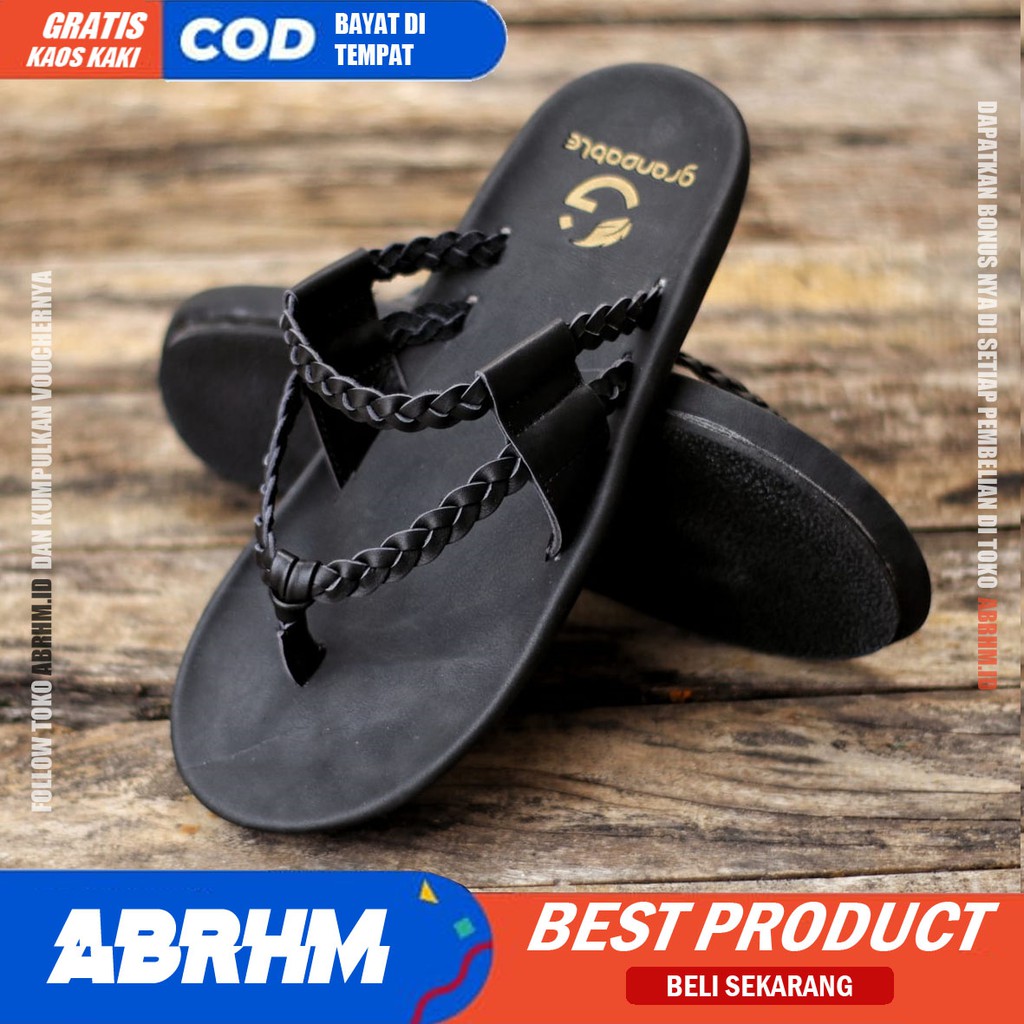 ABRHM x WIRSA Sandal Sendal Jepit Pria Kulit Asli