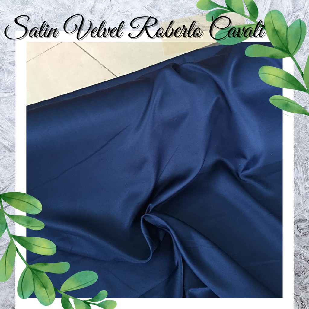 Kain Satin Velvet Roberto Cavalli Warna Biru Navy