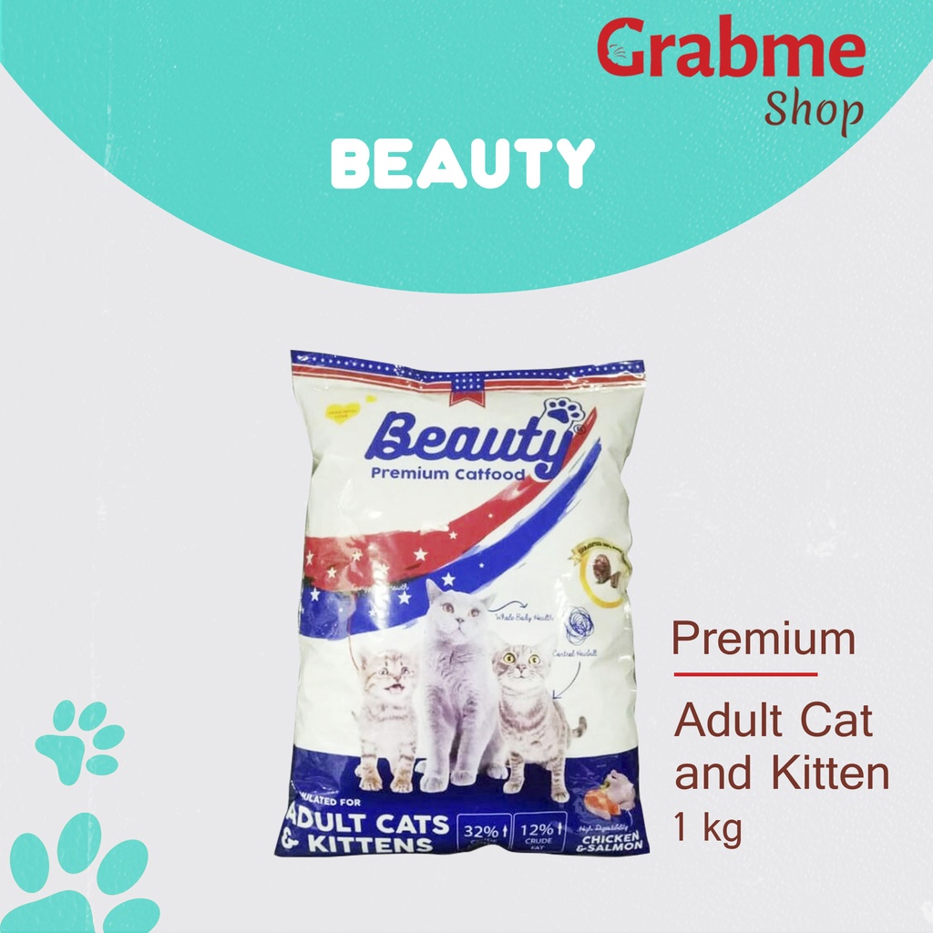 Makanan Kucing kering BEAUTY Premium 800gr - 1kg &amp; BEAUTY Gold 750gr Adult dan Kitten