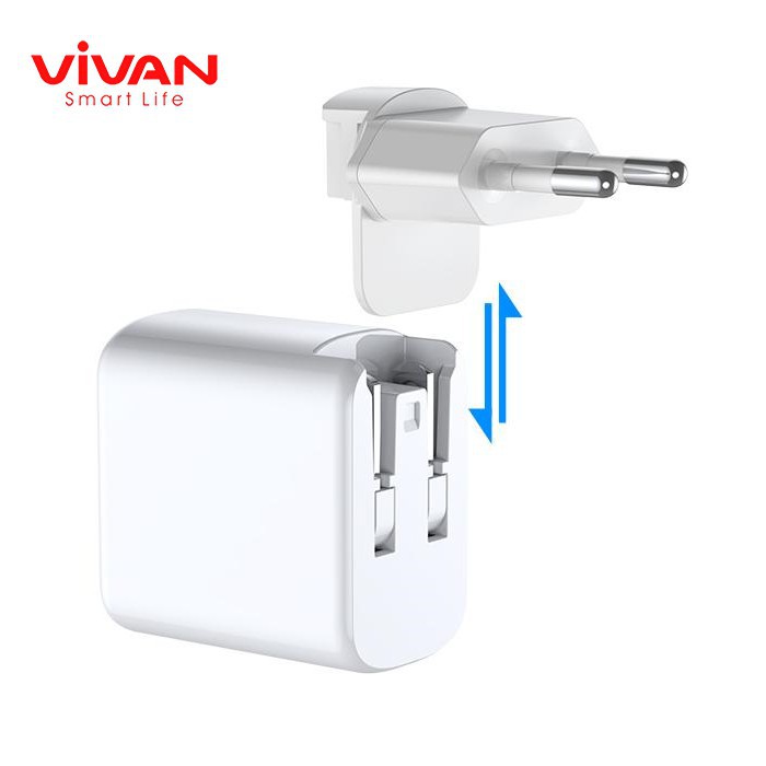 Charger Quick Charge VIVAN Power Boost Dual Port USB (QC3.0) &amp; Type-C (PD) 5A 45W - Garansi 1 Tahun