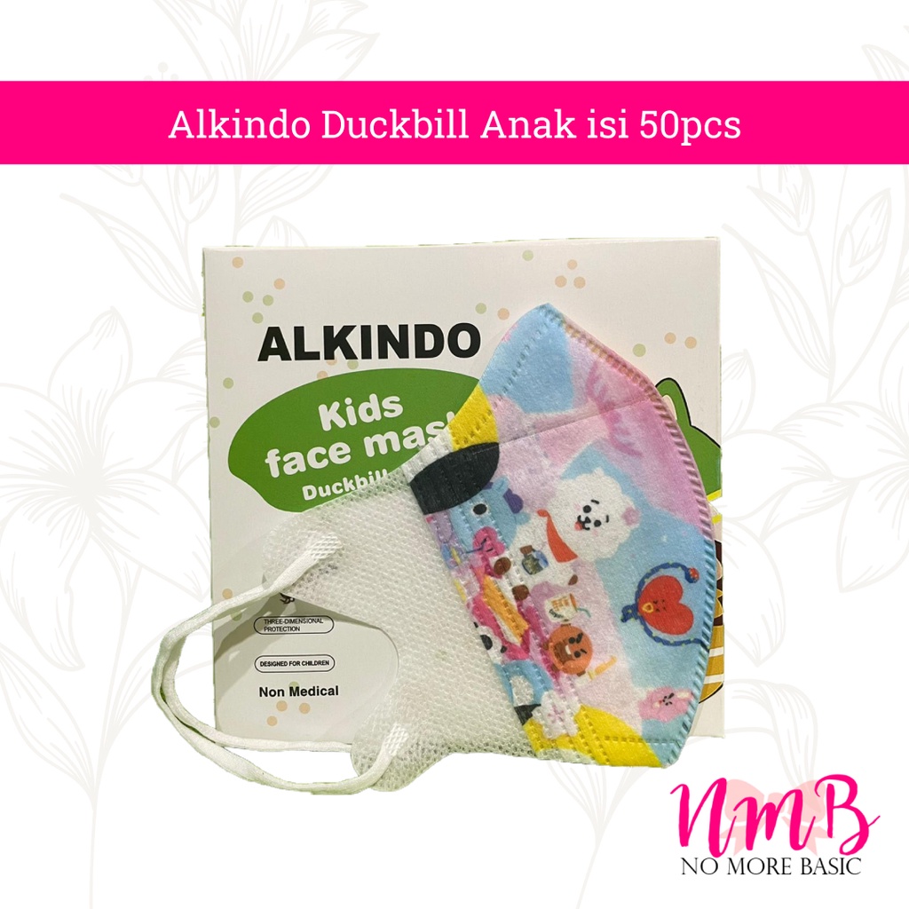 Masker 3 Ply Duckbill Anak Alkindo isi 50Pcs Masker 3ply Anak Duckbill 3D Alkindo Disposable Mask