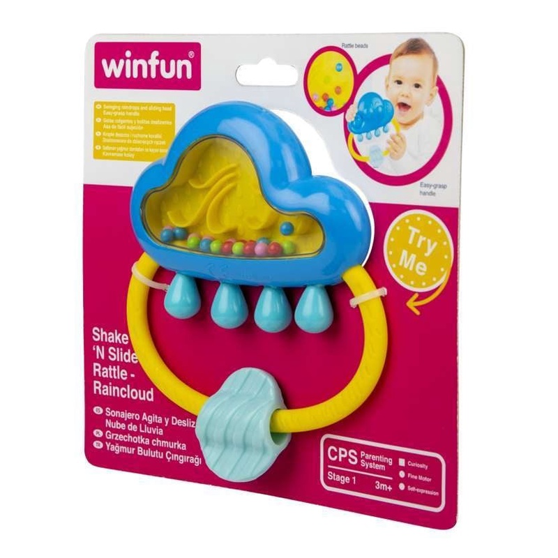 WINFUN Shake n Slide Rattle Raincloud - Mainan Rattle Baby