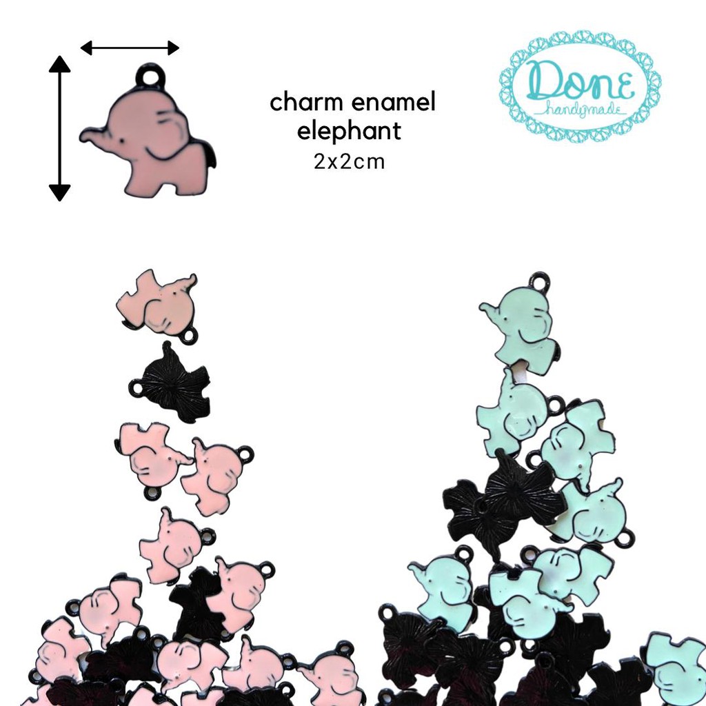 elephant enamel charm aksesoris pernak pernik charm gajah