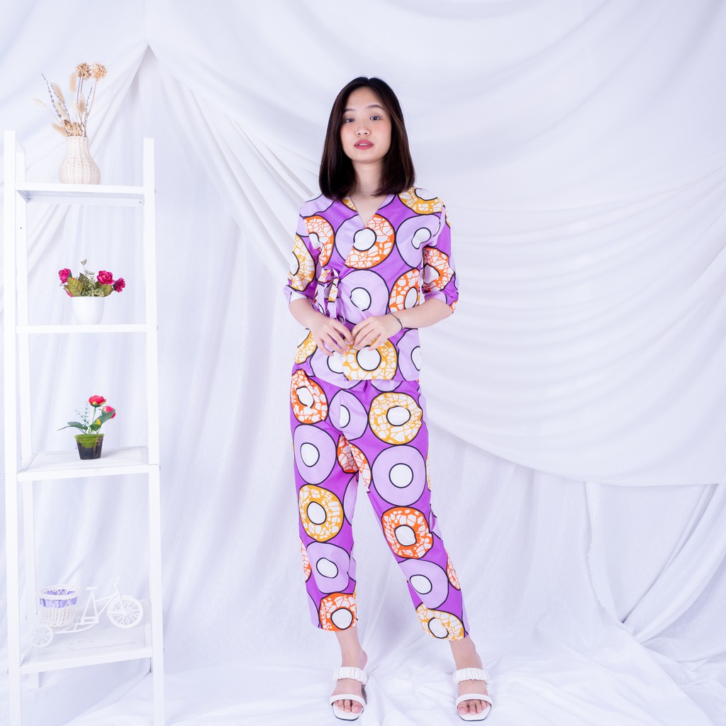 KIMONO PIYAMA WANITA / BAJU TIDUR WANITA PIYAMA SETELAN KIMONO BAHAN KATUN MOTIF DONUT
