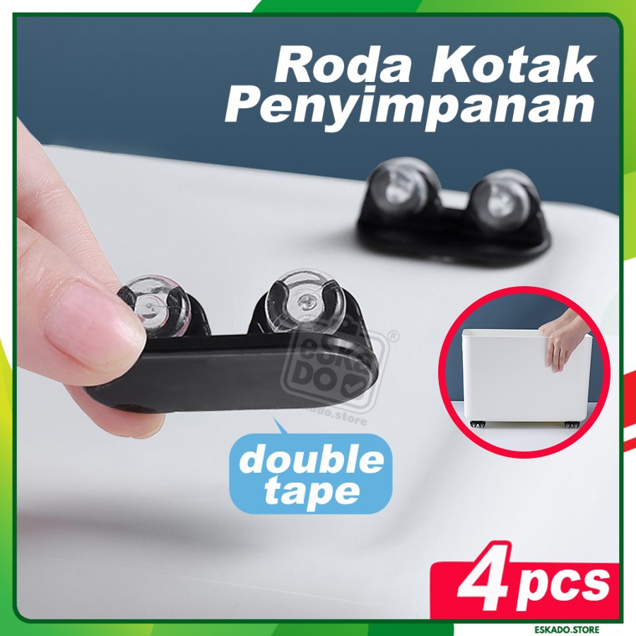 4 Pcs Roda Kecil Tempel Plastik Untuk Kotak Penyimpanan Serbaguna