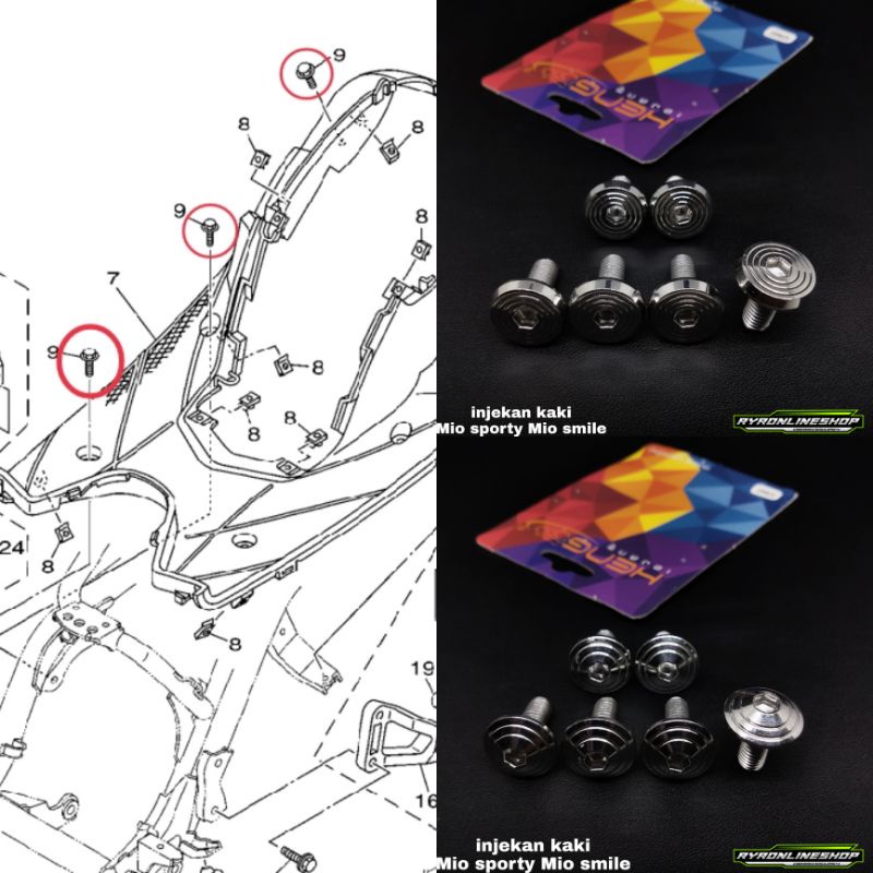 probolt stainless baut injekan kaki Mio sporty Mio smile original Thailand