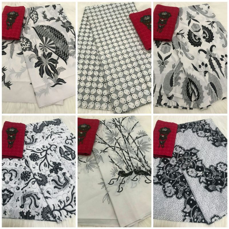 KAIN BATIK JARIK PANJANG MOTIF H. SANTOSO HITAM PUTIH UNGGUL JAYA KATUN PRIMISIMA