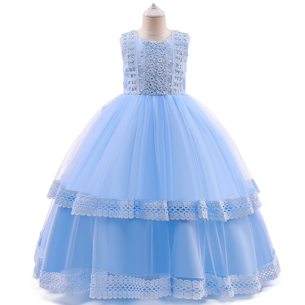 Party Dress Two Layers Brocade Blue/Dres Pesta Anak Brokat