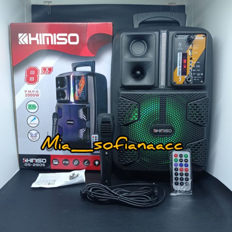SPEAKER BLUETOOTH 8 inch KARAOKE KIMISO QS-2805 BONUS REMOTE DAN MIC