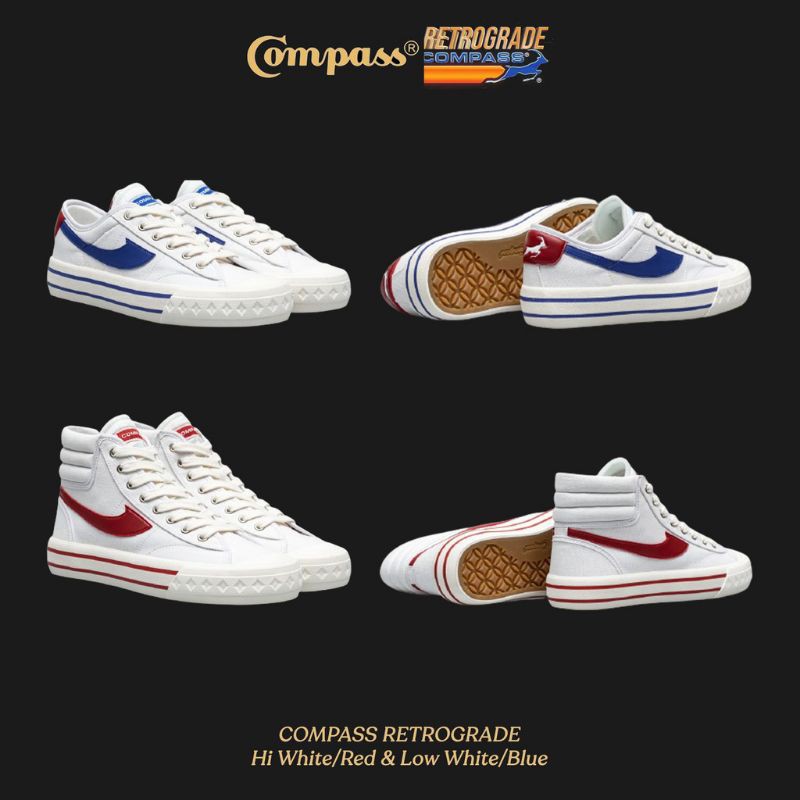 [ ORIGINAL 100%] Compass Retrograde Hi White Red & Low White Blue BNIB