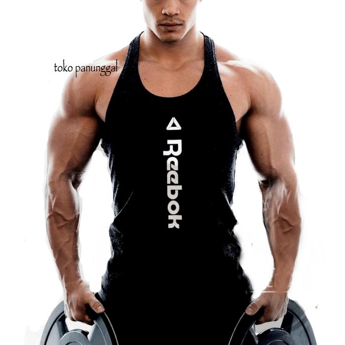 Singlet REEBOK WORD  kaos running gym fitnes  Baju training pria