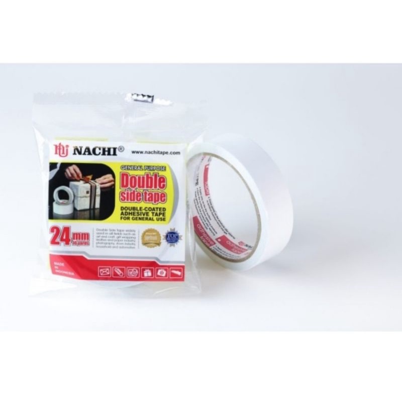 

Double Side Tape Isolasi Bolak Balik Nachi 24 mm / 1 Inch x 10 Yard 10
