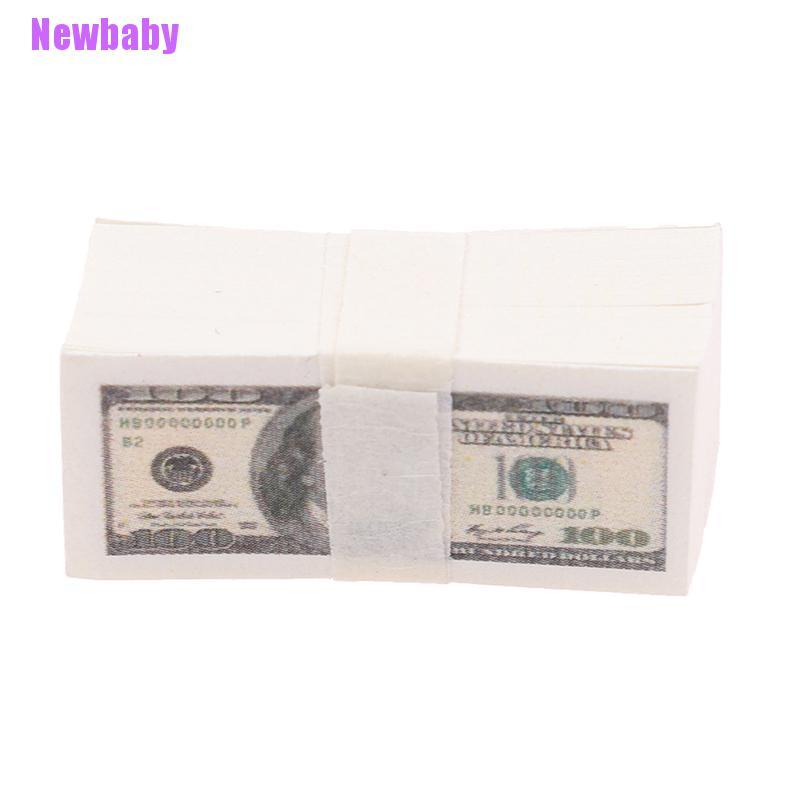 (Newbaby) 100 Lembar / set Miniatur Uang Dollar Us $100 Skala 1: 12 Untuk Aksesoris Rumah Boneka