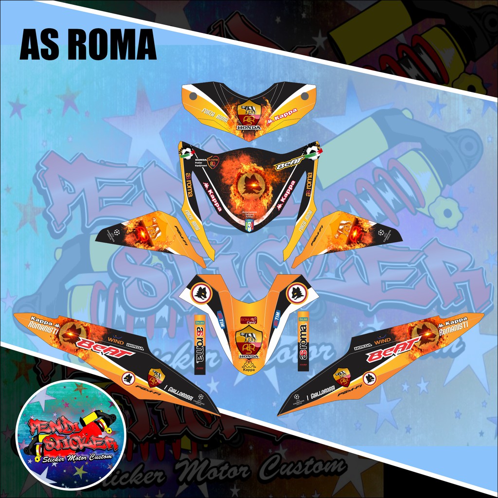 DECAL STICKER HONDA BEAT PGMFI AS ROMA ORANGE