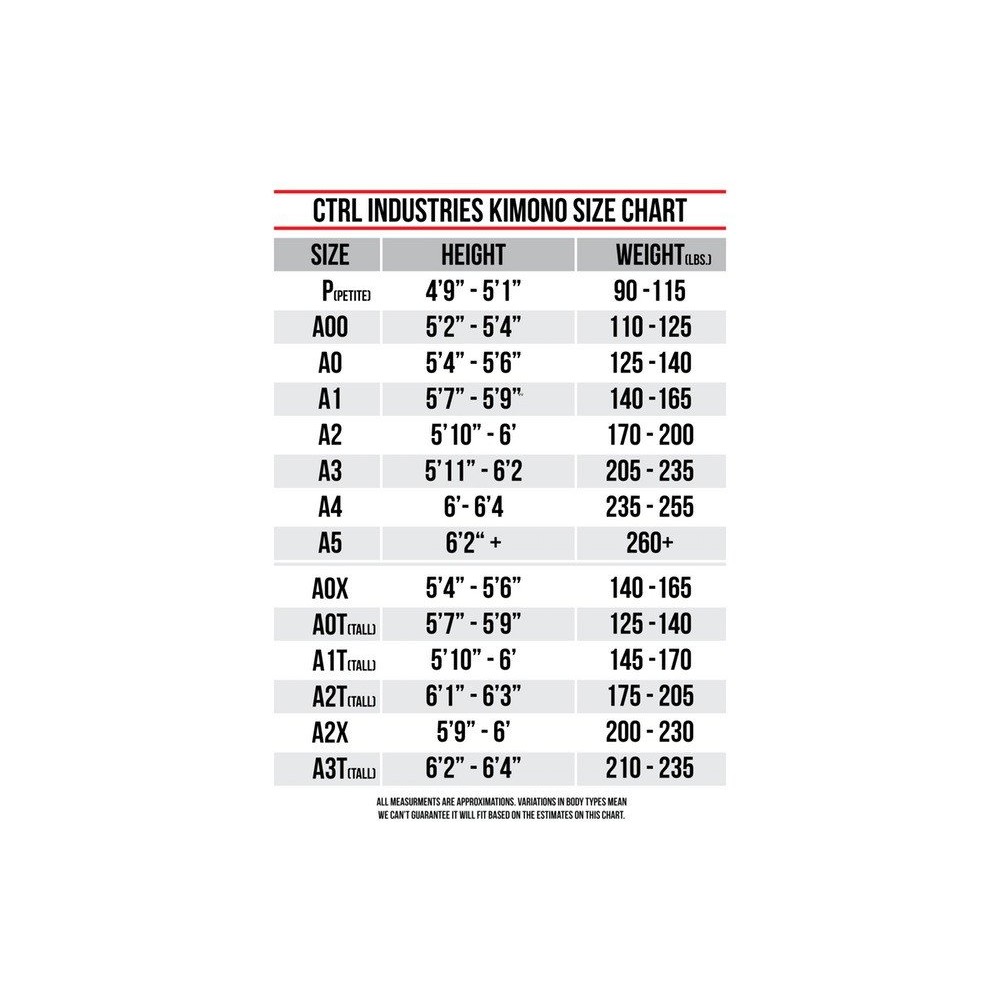 CTRL Industries BJJ Gi Supreme Standard III size A0T (similar to A1F)