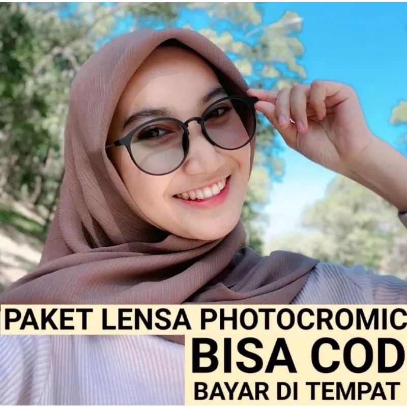 Frame + Lensa Photocromic Berubah Warna, Kacamata Pria Wanita 2125