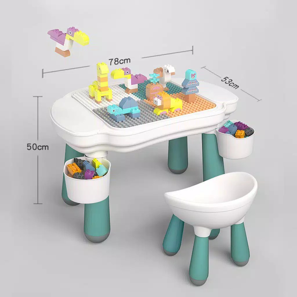 Parklon Multifunctional Blocks Table Oval / Meja Anak / Meja Lego / Meja Lego Susun Balok Dan Kursi 